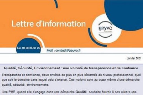 Lettre d'actus Geyvo IDF - QSE 01-2021