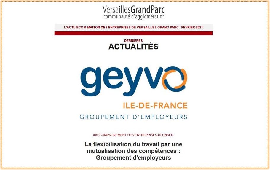 Le Geyvo Ile de France, article en une de la Lettre de Versailles Grand Parc