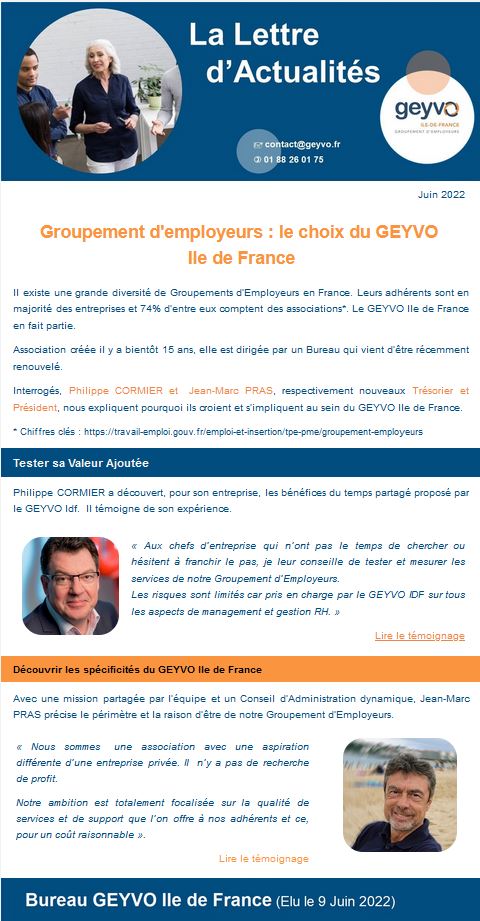 Lettre d'Actualités du GEYVO Ile de France - Juin 2022