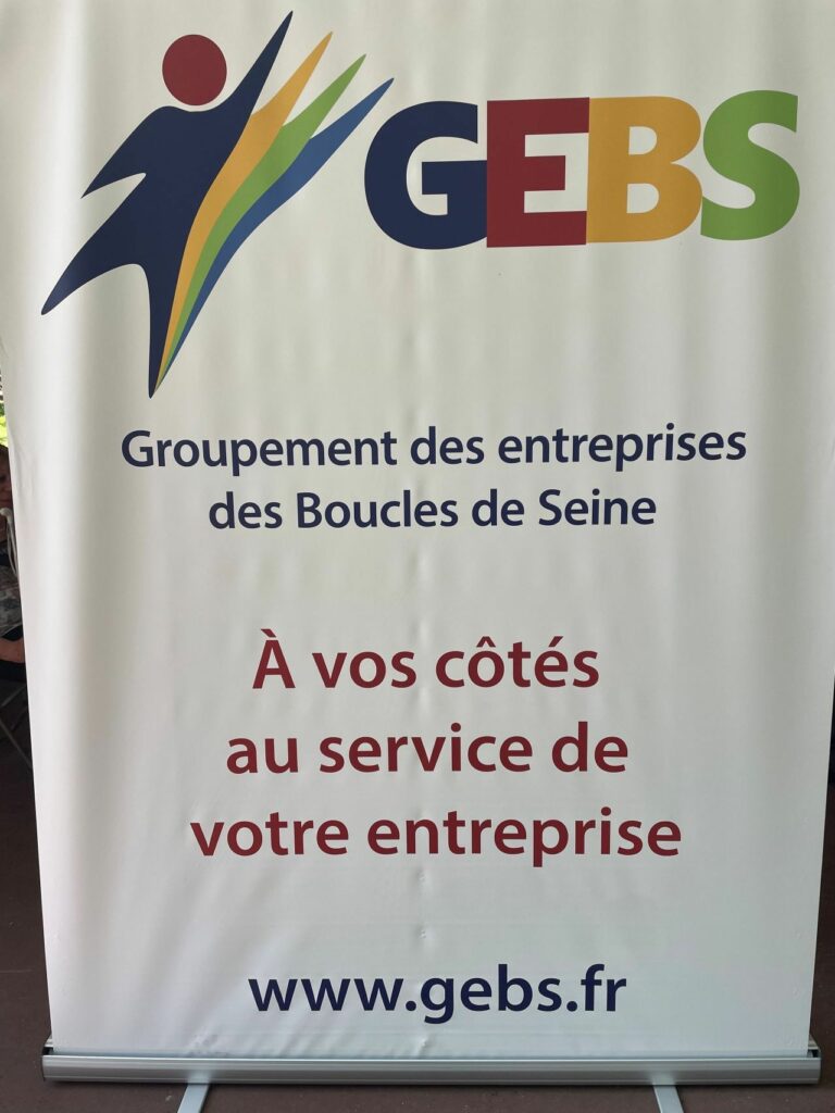 Affiche GEBS Groupement des entreprises des Boucles de Seine "A vos côtés au service de votre entreprise"